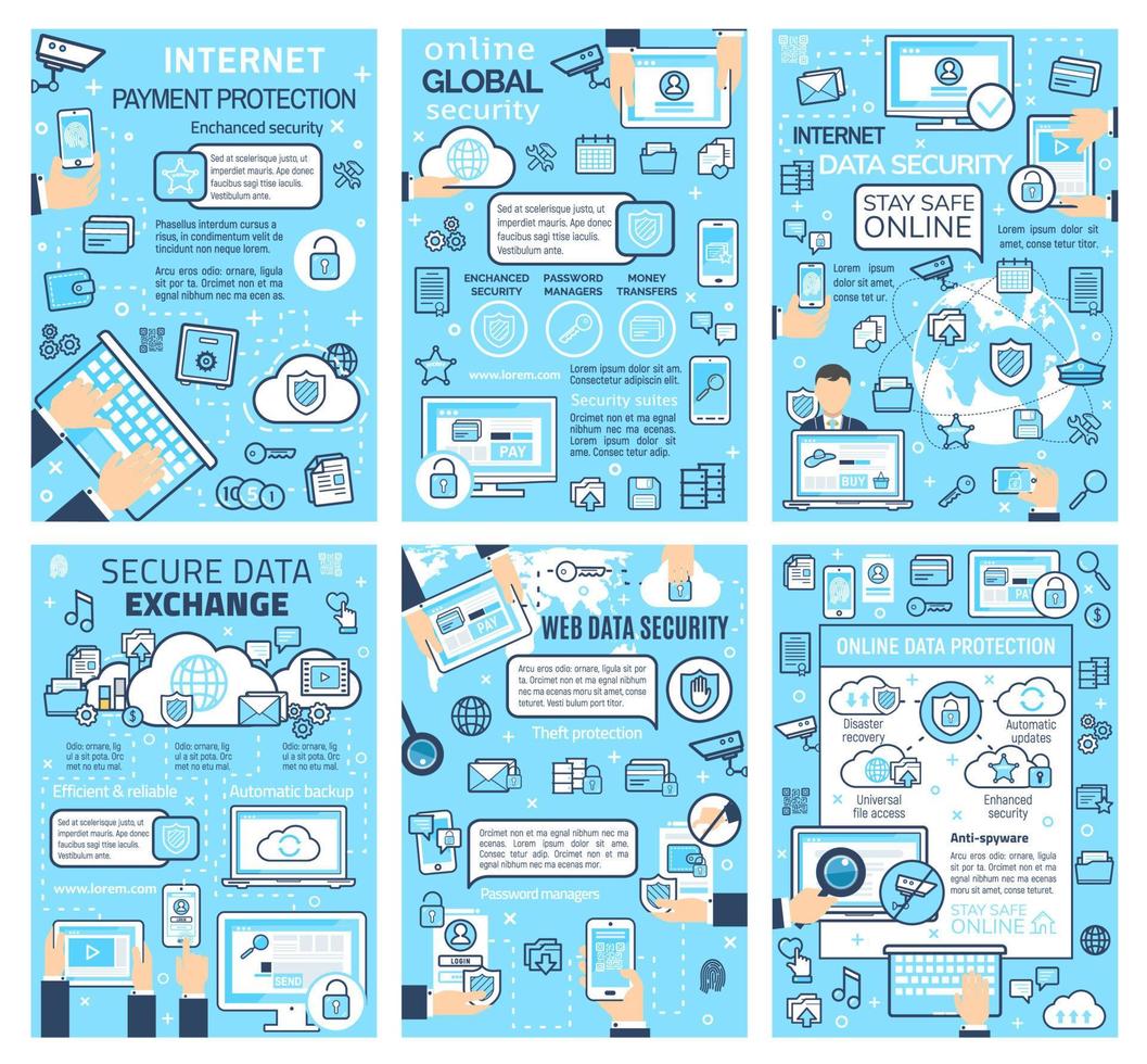 seguridad de internet protección de datos global en línea vector