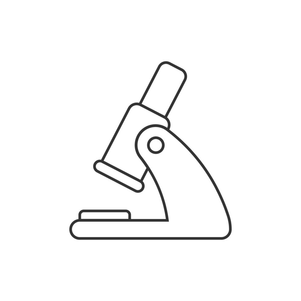 icono de microscopio en estilo plano. Ilustración de vector de lupa de laboratorio sobre fondo aislado. concepto de negocio de signo de instrumento de biología.