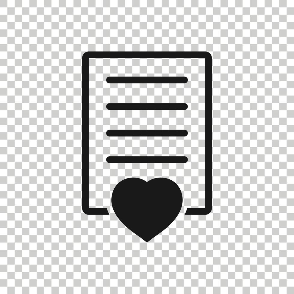Wishlist icon in flat style. Like document vector illustration on white isolated background. Favorite list business concept.