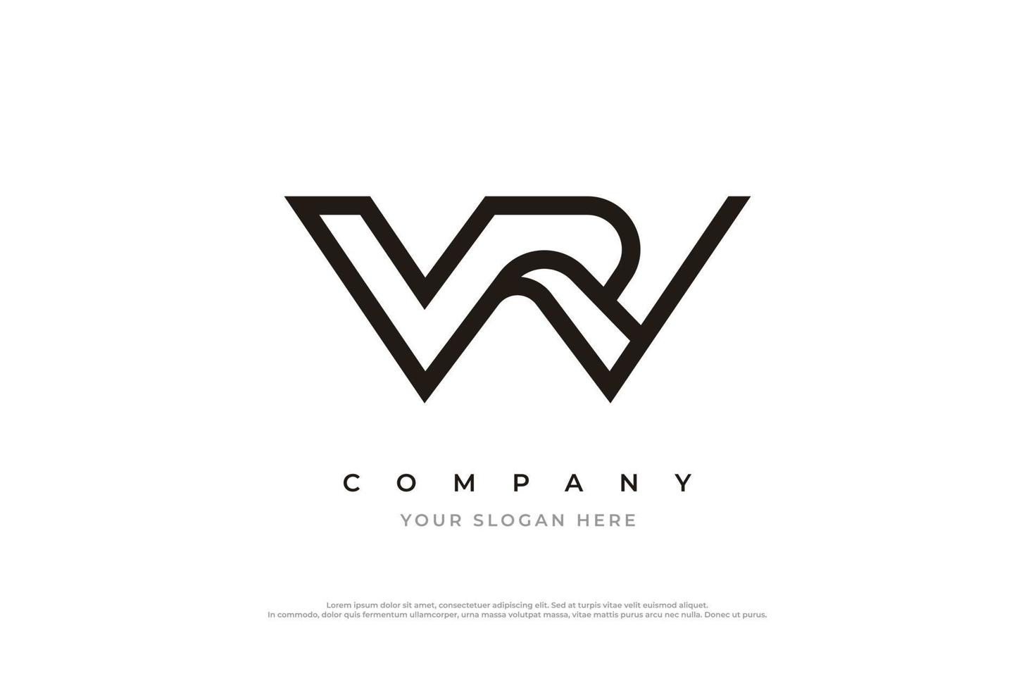Initial Letter RW Logo or WR Logo Design Vector Template
