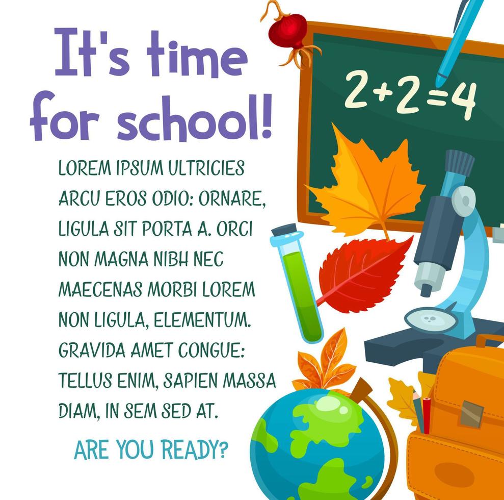 cartel de educación de otoño de vector de regreso a la escuela