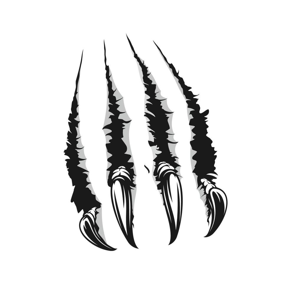 Beast scratch claw tear off paper vector