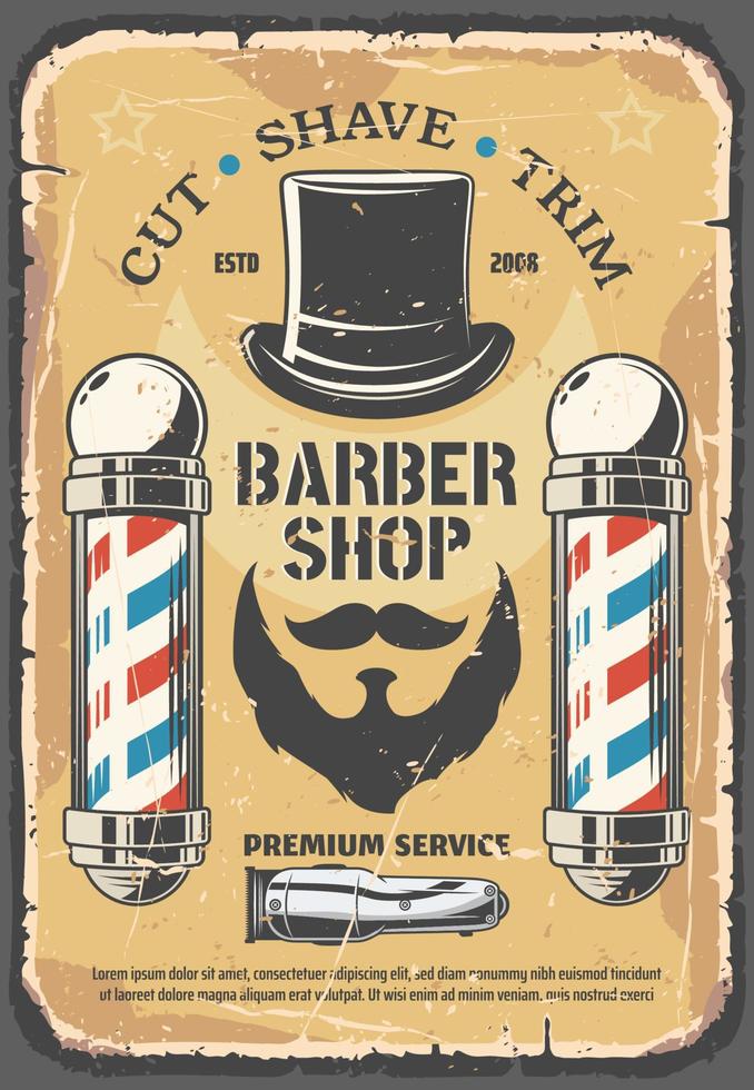 Cut shave, trim services in barber shop salon vector