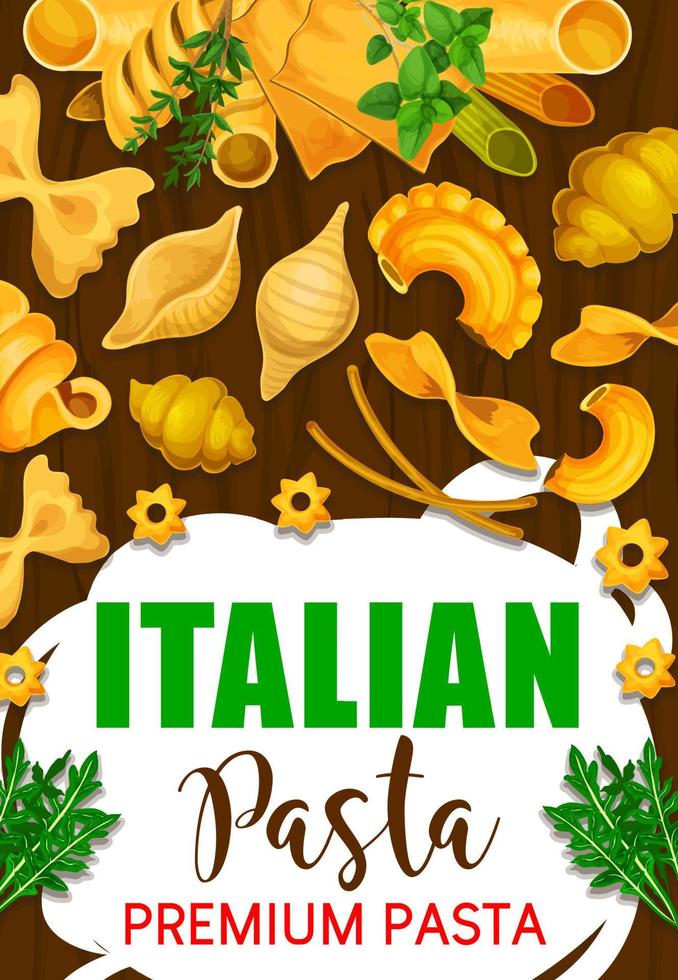 Italian pasta in restaurant and cafe menu vector