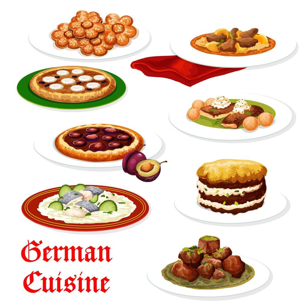 cocina alemana platos de carne y pescado vector