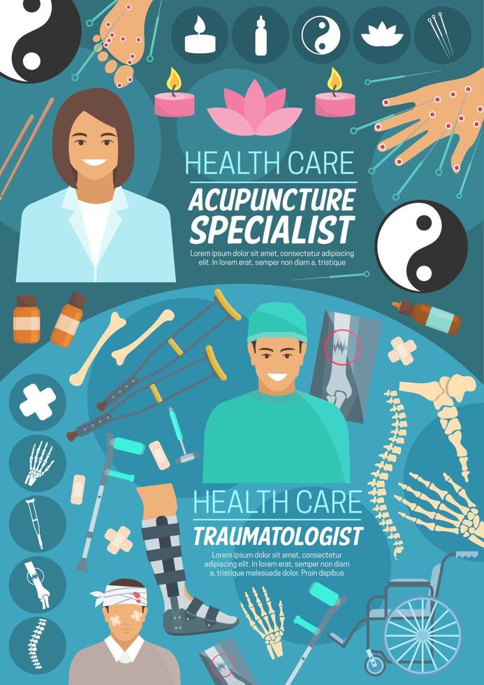 Acupuncture and orthopedics doctors, vector