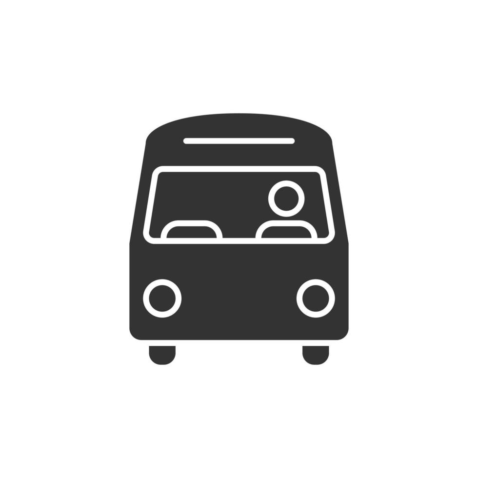 Bus icon in flat style. Coach vector illustration on white isolated background. Autobus vehicle business concept.