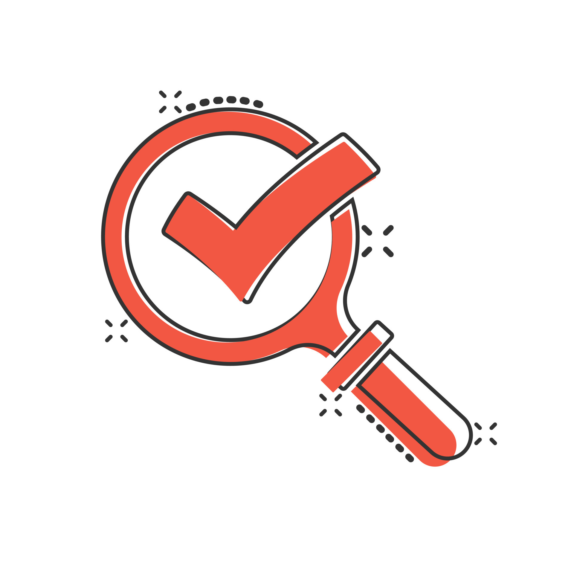 Check mark with magnifying glass icon in comic style. Loupe accept cartoon vector illustration on white isolated background. Search checklist splash effect business concept. 16138907 Vector Art at Vecteezy Check mark with magnifying glass icon in comic style. Loupe accept cartoon vector illustration on white isolated background. Search checklist splash effect business concept. 16138907 Vector Art at Vecteezy