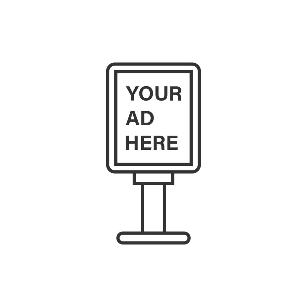 Billboard icon in flat style. Citylight display vector illustration on white isolated background. Banner placard business concept.