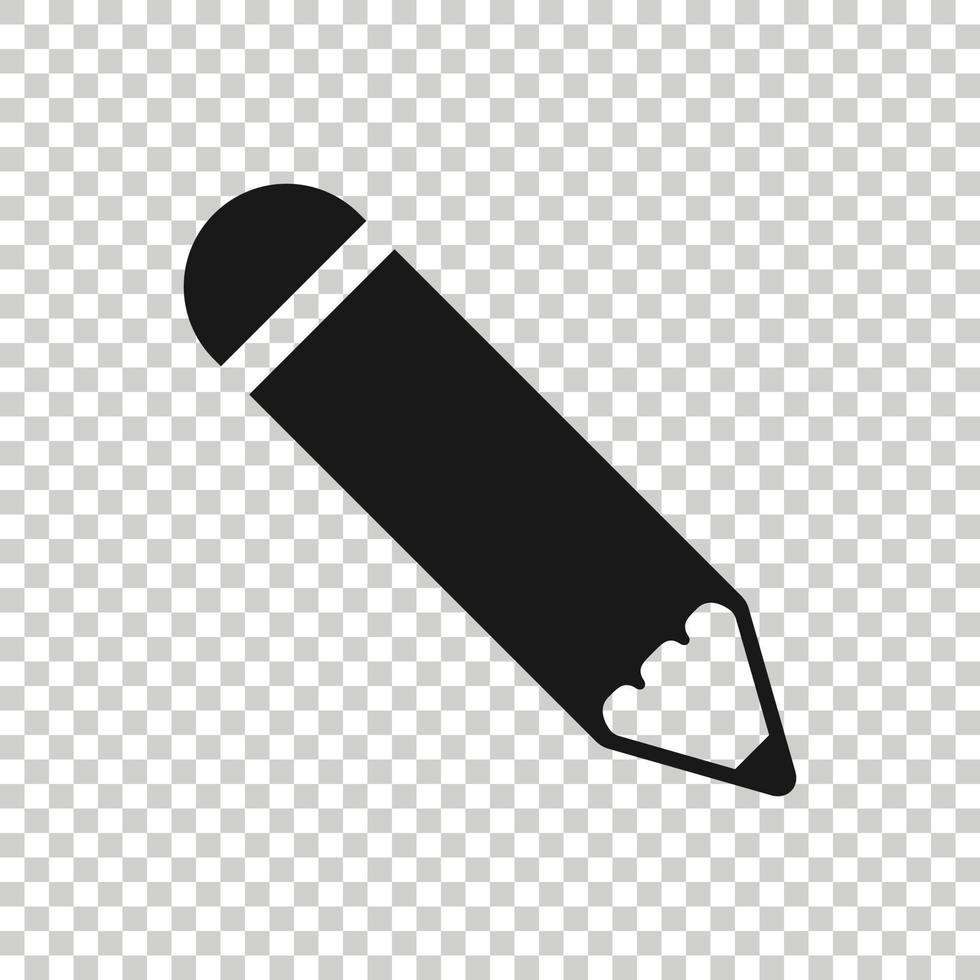 Pencil icon in flat style. Pen vector illustration on white isolated background. Drawing business concept.