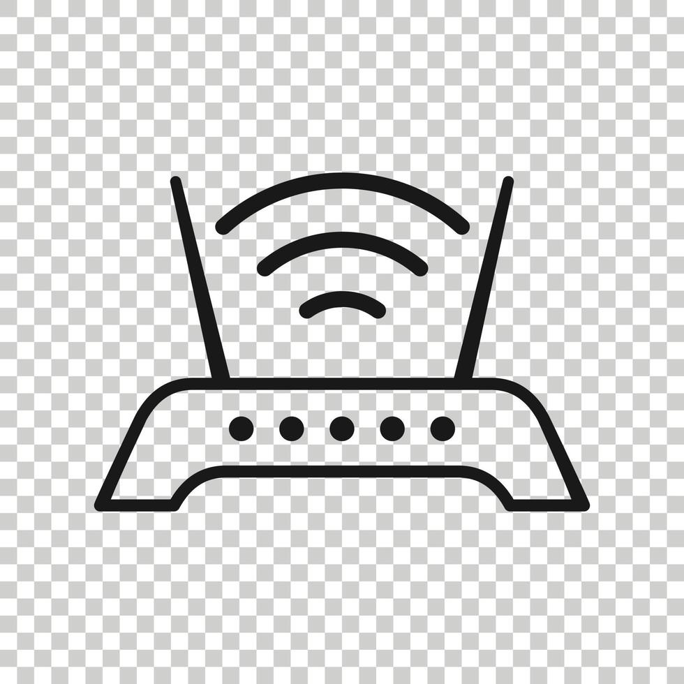 Wifi router icon in flat style. Broadband vector illustration on white isolated background. Internet connection business concept.