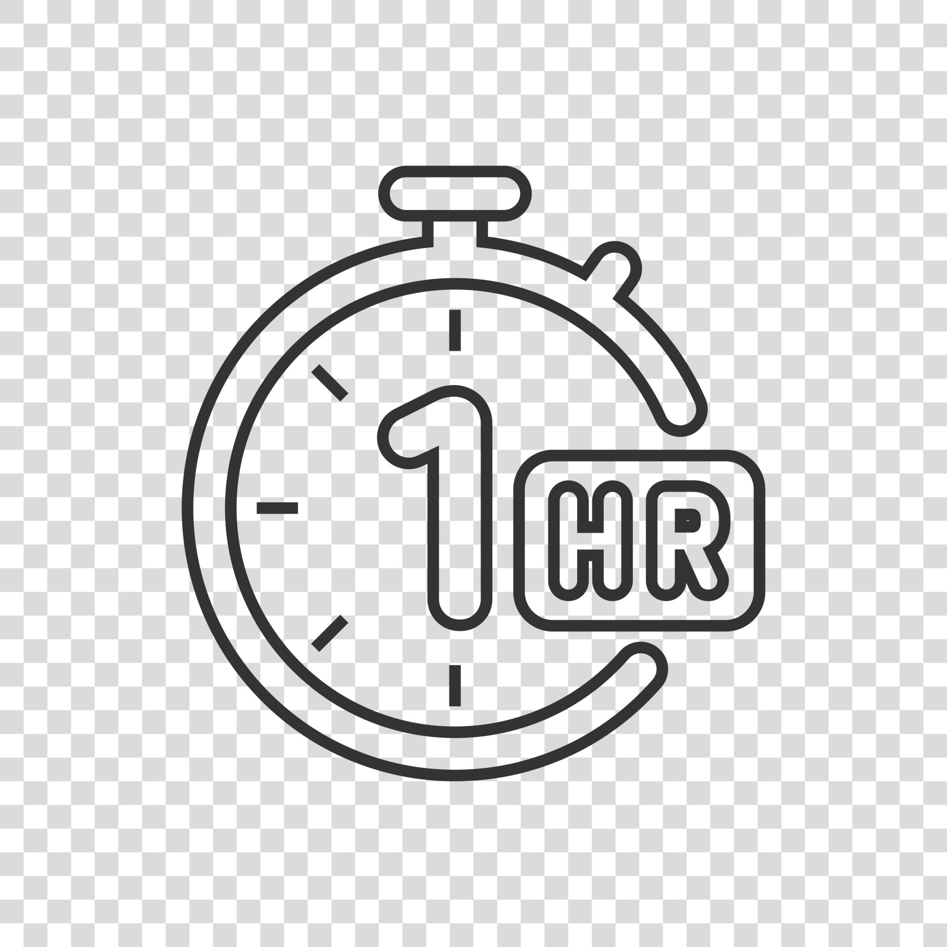 1 hour clock icon in flat style. Timer countdown vector illustration on ...