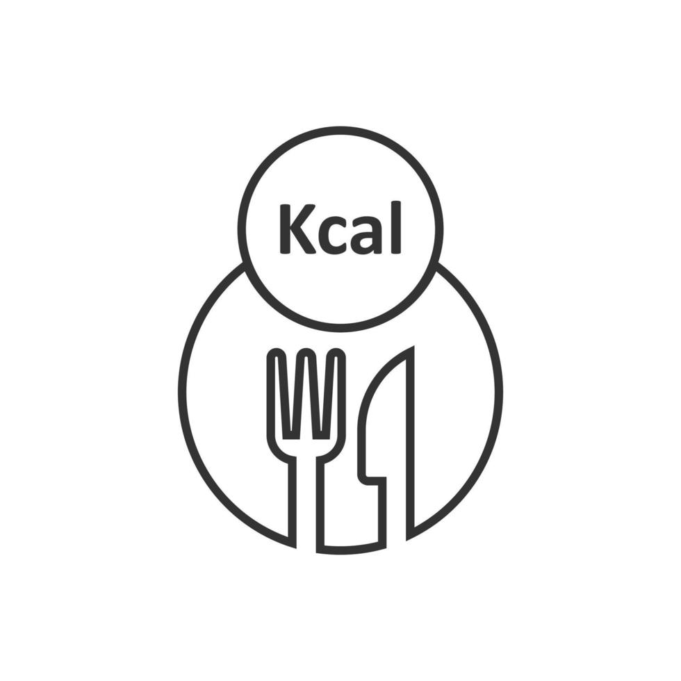 icono de kcal en estilo plano. Ilustración de vector de dieta sobre fondo blanco aislado. concepto de negocio de calorías.