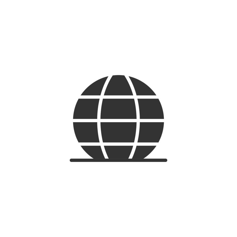 Earth planet icon in flat style. Globe geographic vector illustration on white isolated background. Global communication business concept.