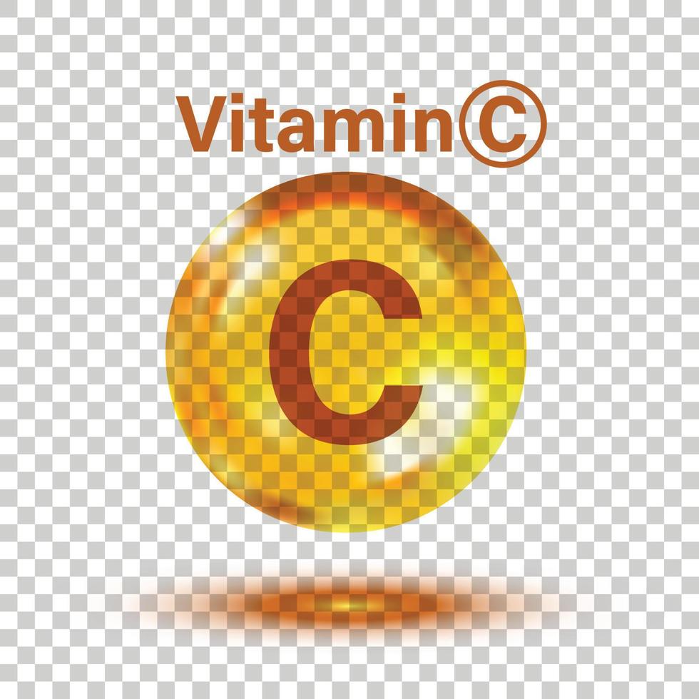 Vitamin C icon in flat style. Pill capcule vector illustration on white isolated background. Drug business concept.