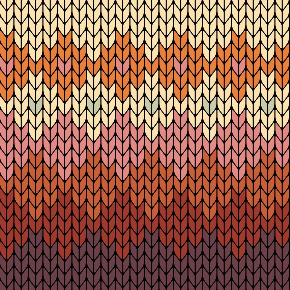 Autumn color Seamless knitted pattern with vertical stripes. Vector illustration.