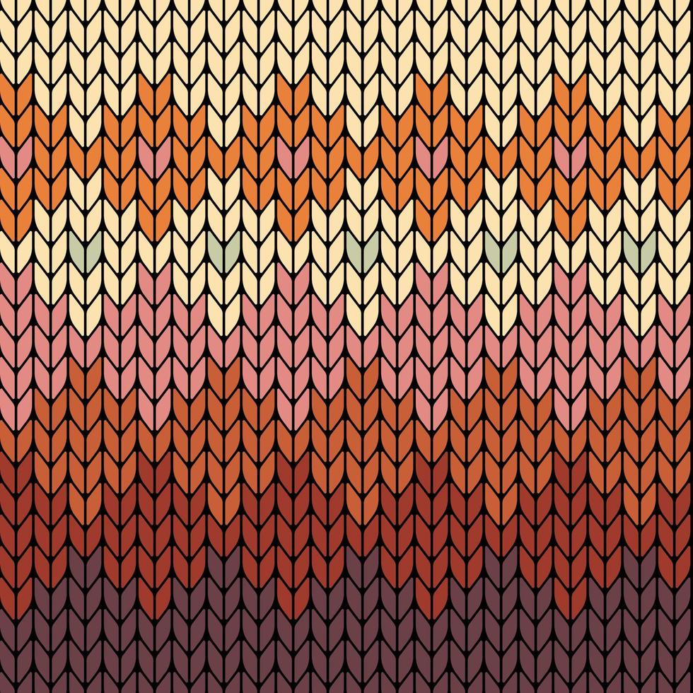 Autumn color Seamless knitted pattern with vertical stripes. Vector illustration.