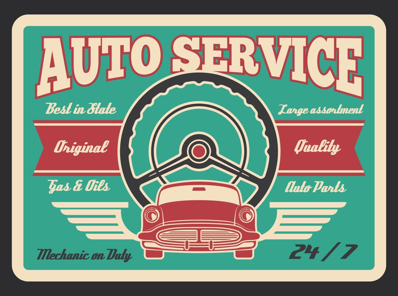 Vector vintage poster for car auto service