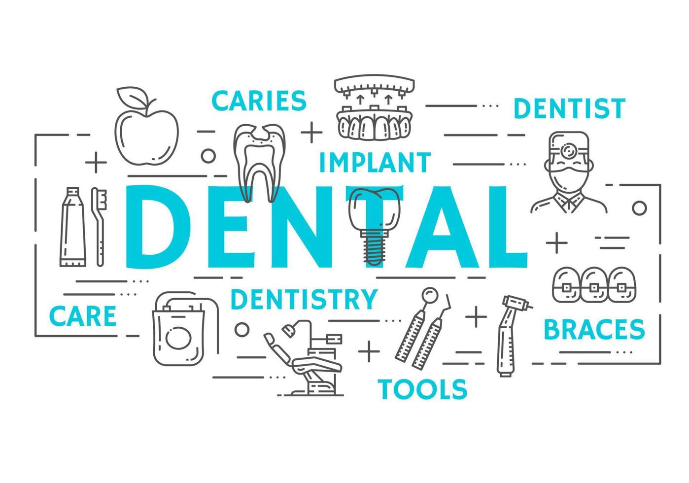 Dentistry medicine banner of dental thin line icon vector