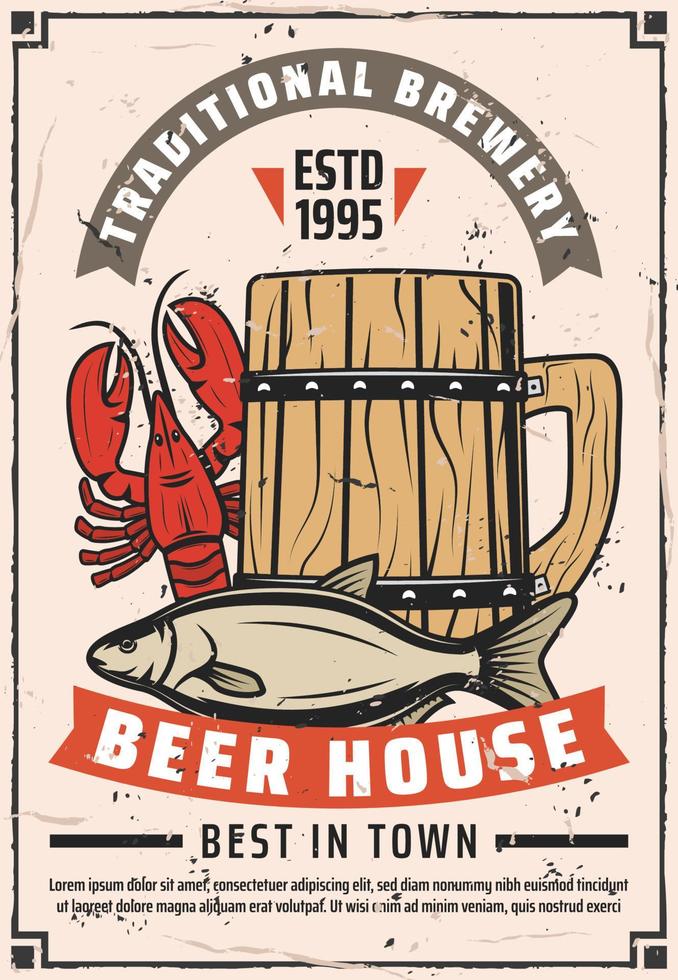 Beer brewery house retro advertisement poster vector