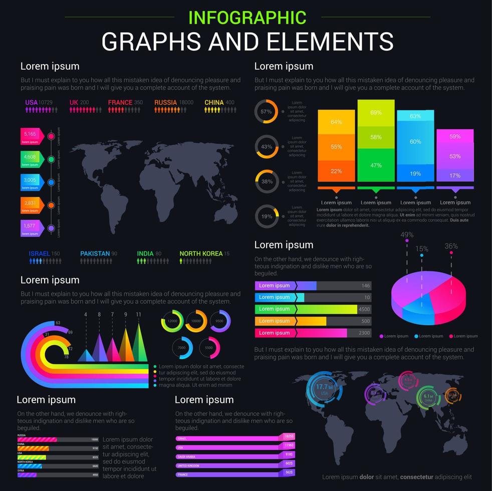 tablas y gráficos infográficos, elementos vectoriales vector