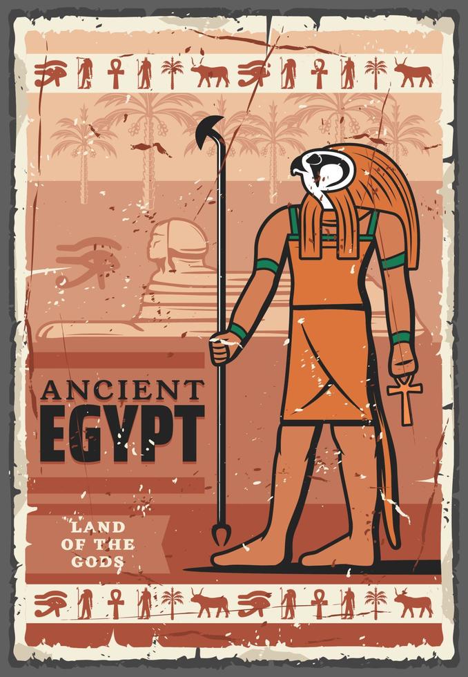 dios horus del antiguo egipto, jeroglíficos. religión vector