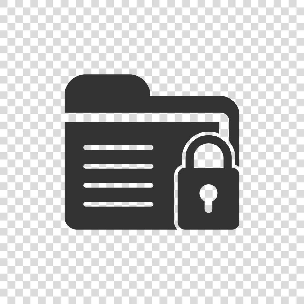 Files folder permission icon in flat style. Document access vector illustration on isolated background. Secret archive sign business concept.