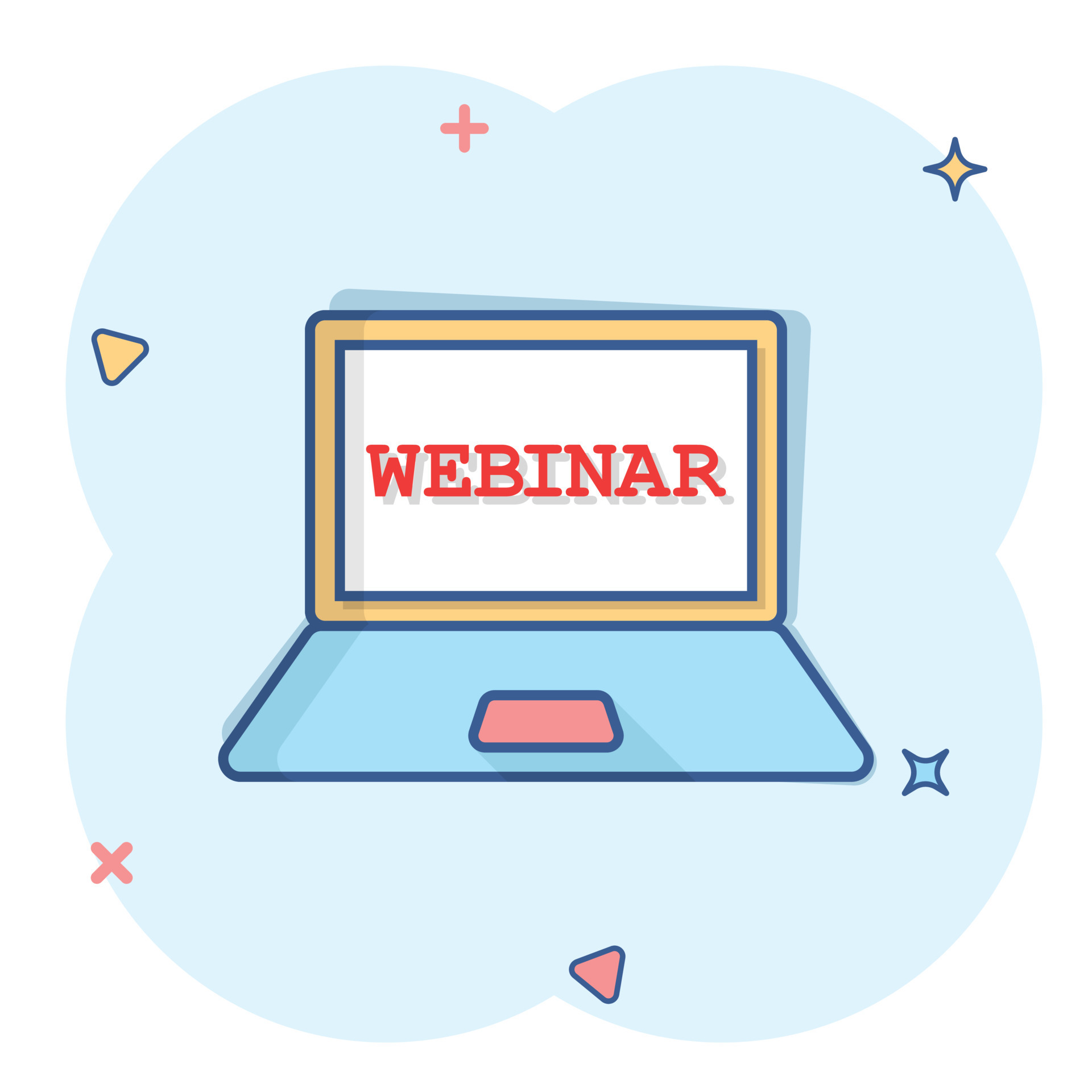 Online training process icon in comic style. Webinar seminar vector
