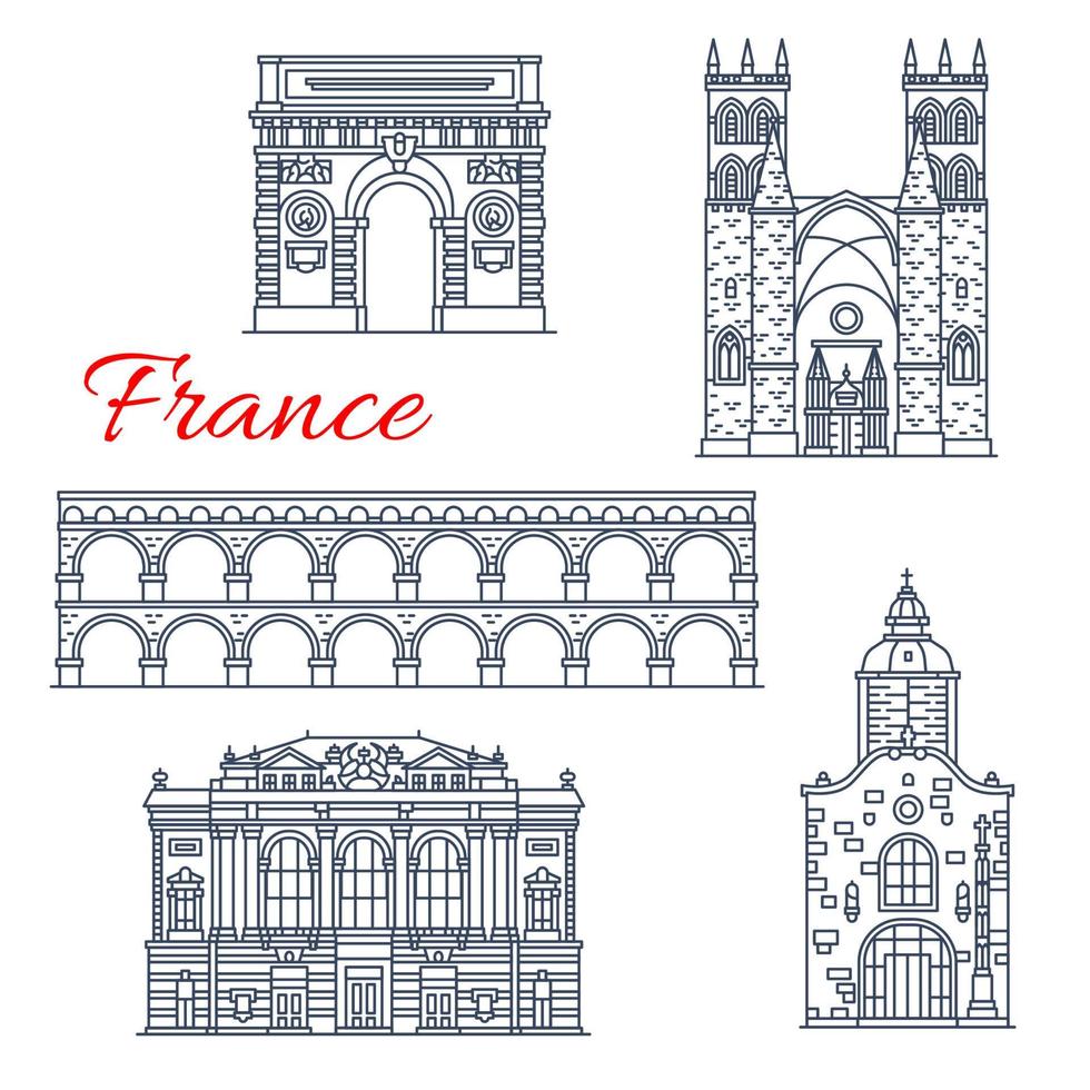 iconos de la arquitectura de vector montpellier en francia