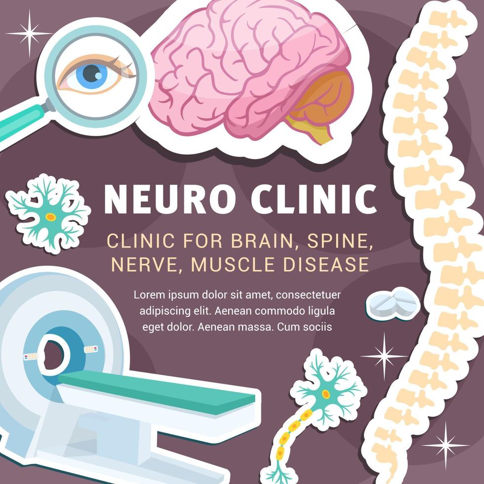 cartel de medicina y clínica de neurología vectorial vector