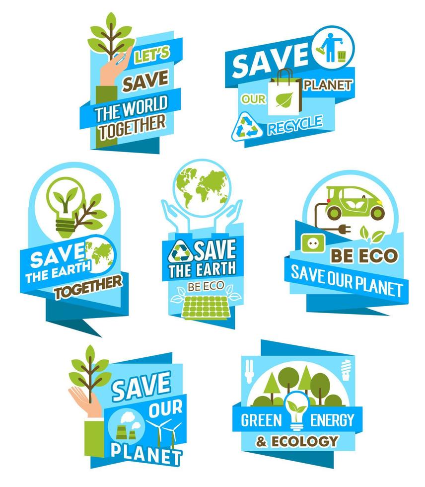 Save Earth planet icon for ecology concept design vector