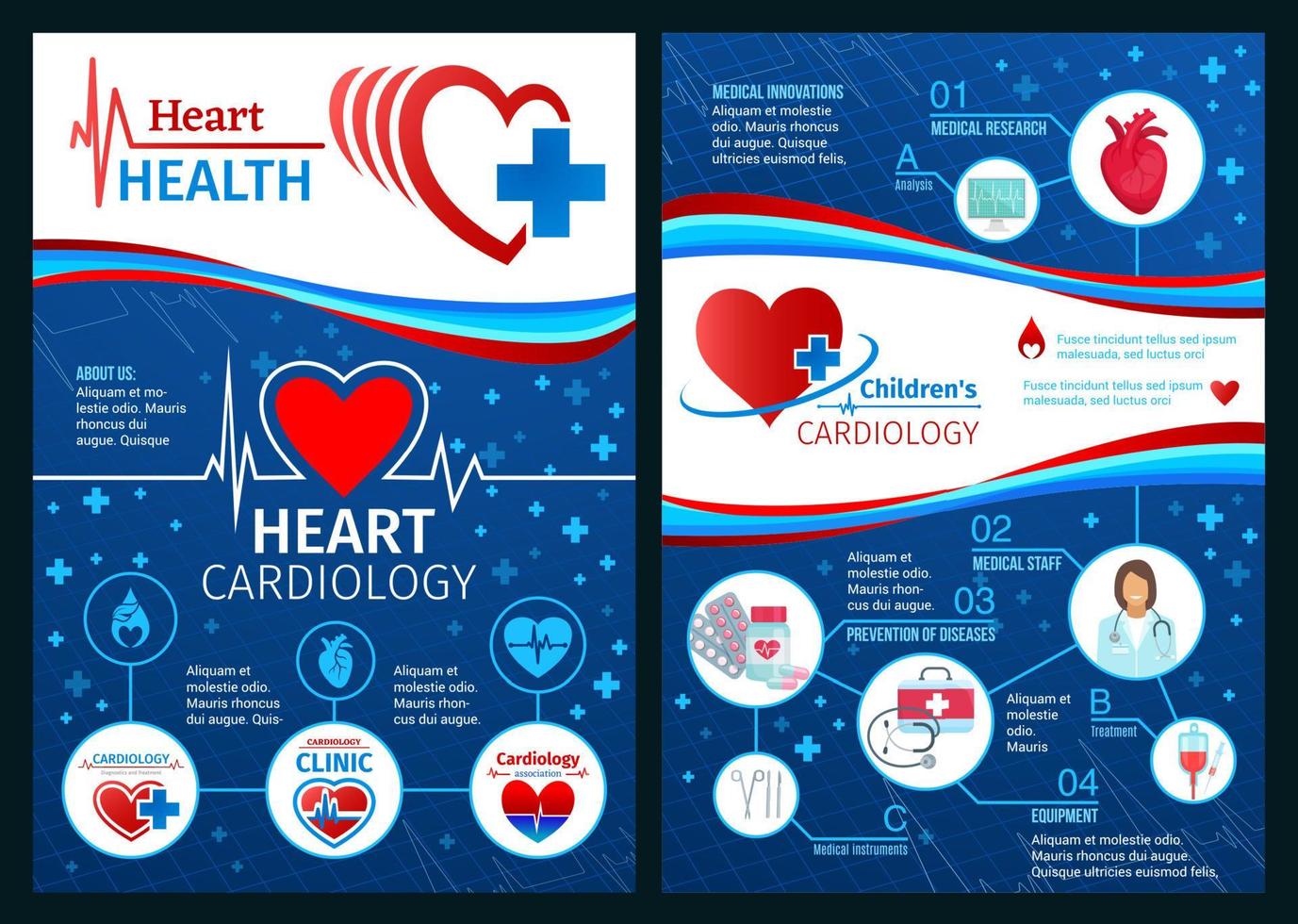 Vector brochure of cardiology heart medicine