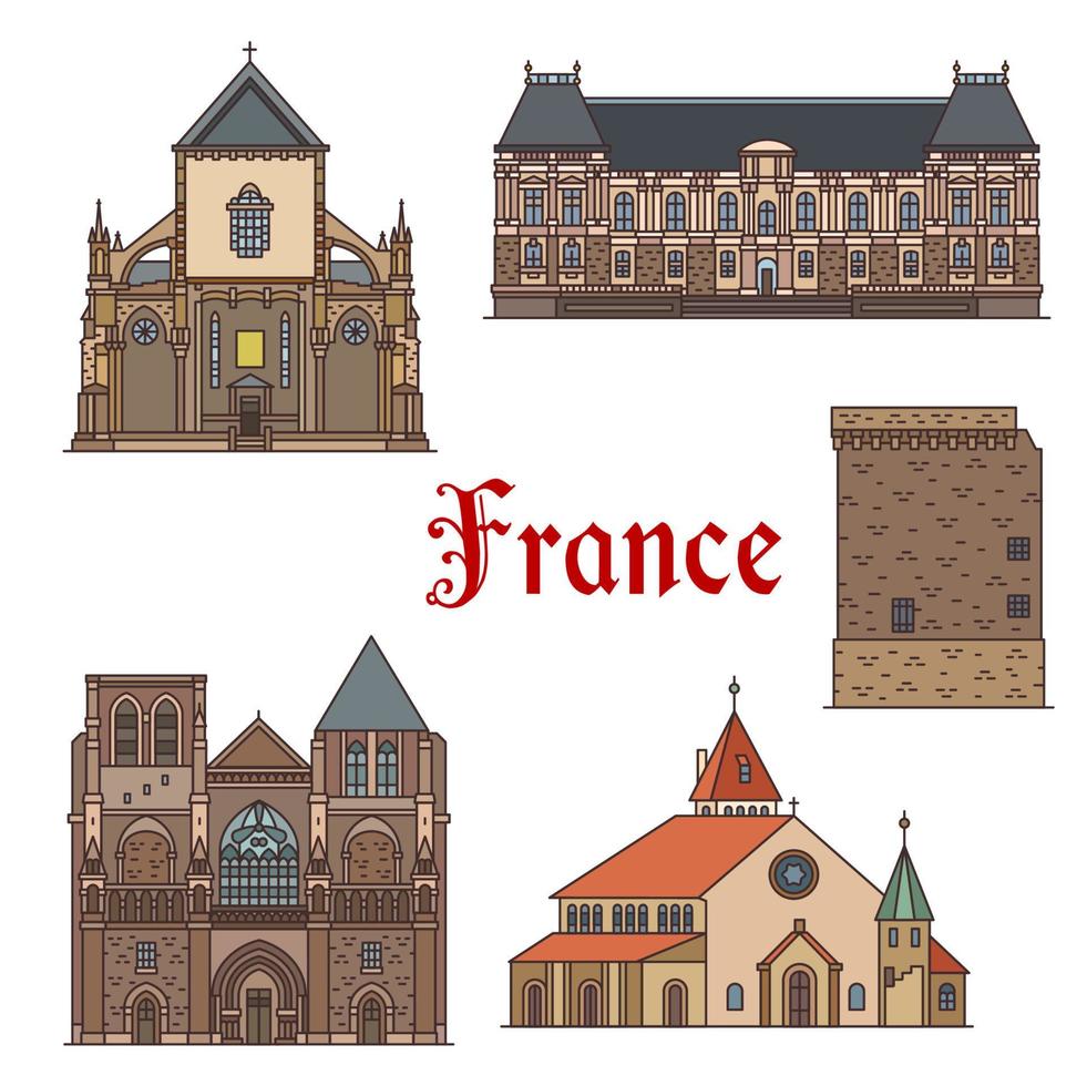 puntos de referencia de viaje y lugares de interés turístico de francia vector