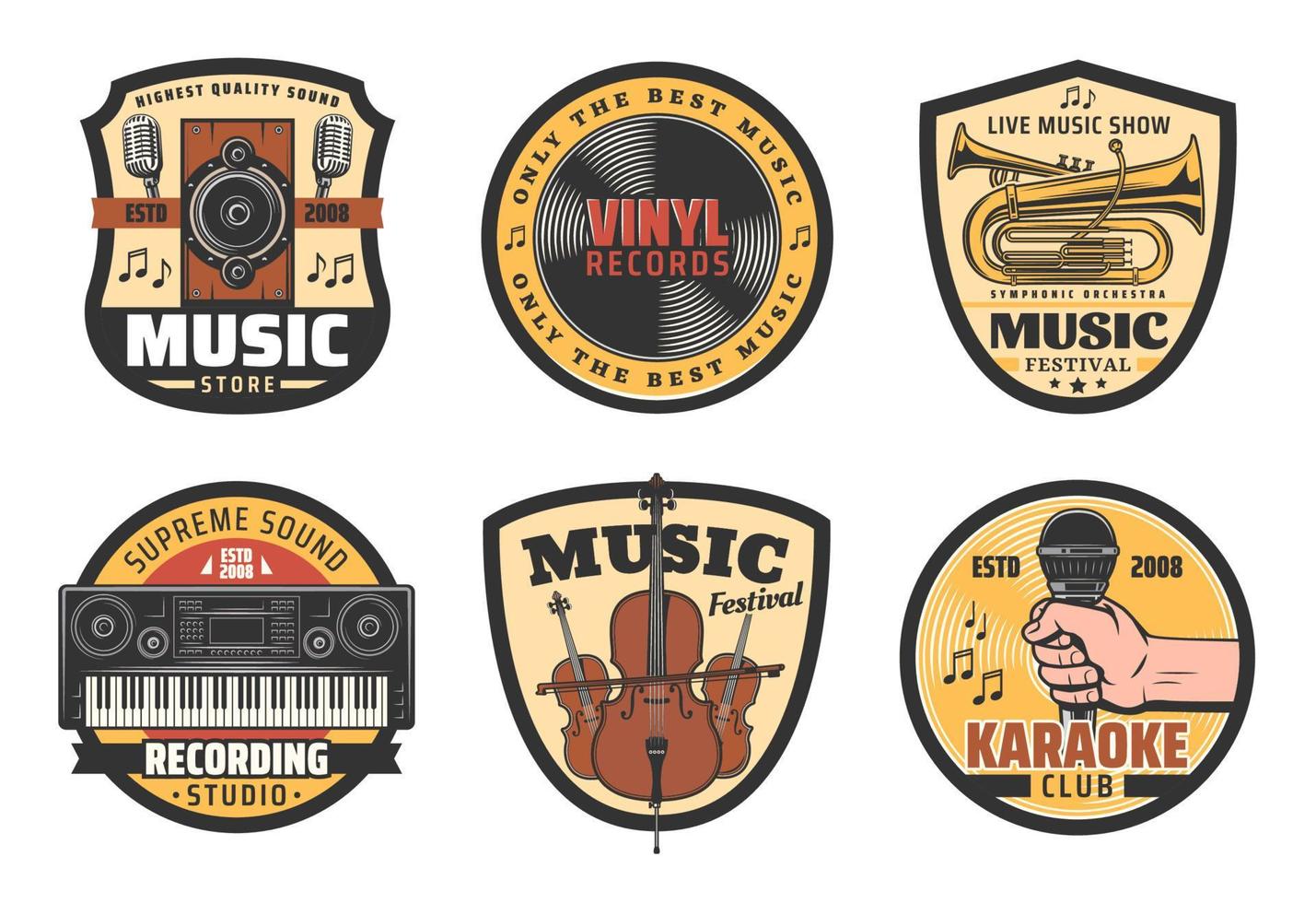 Vector icons of music instruments