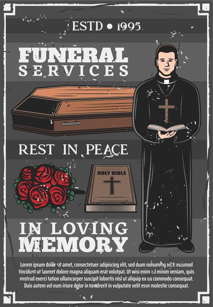 Funeral service, mortuary burial ceremony agency vector