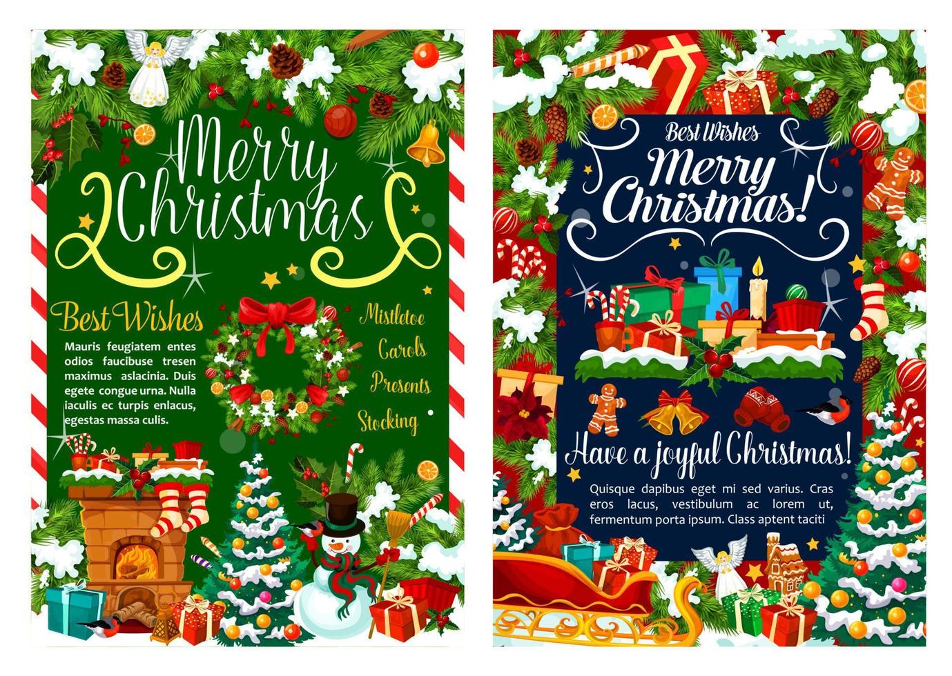 decoración de regalos de navidad, tarjetas de felicitación vectoriales vector