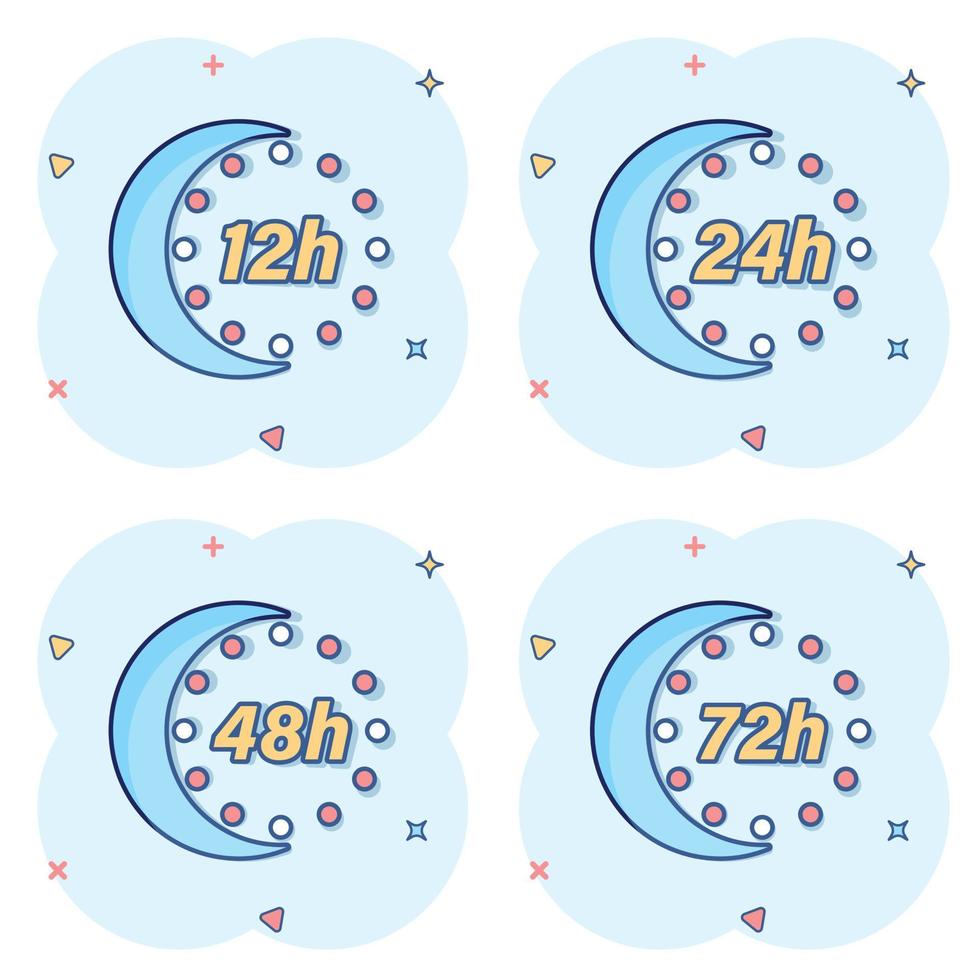 Clock icon in comic style. Timer countdown cartoon vector illustration on isolated background. Time measure splash effect sign business concept.