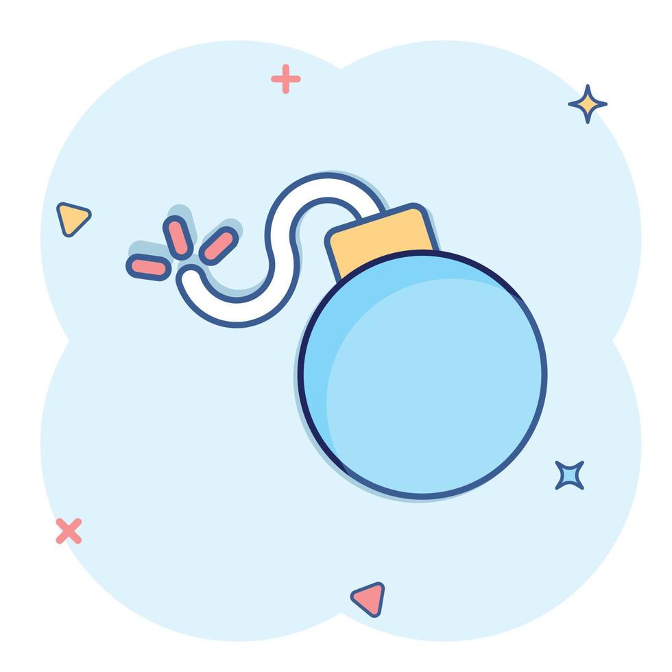 Bomb icon in comic style. Dynamite cartoon vector illustration on white isolated background. C4 tnt splash effect business concept.