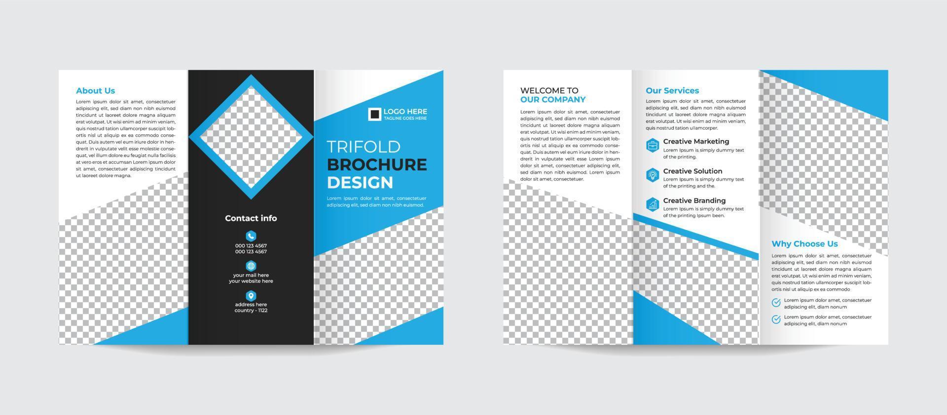 Corporate professional modern business trifold brochure design template Pro Vector