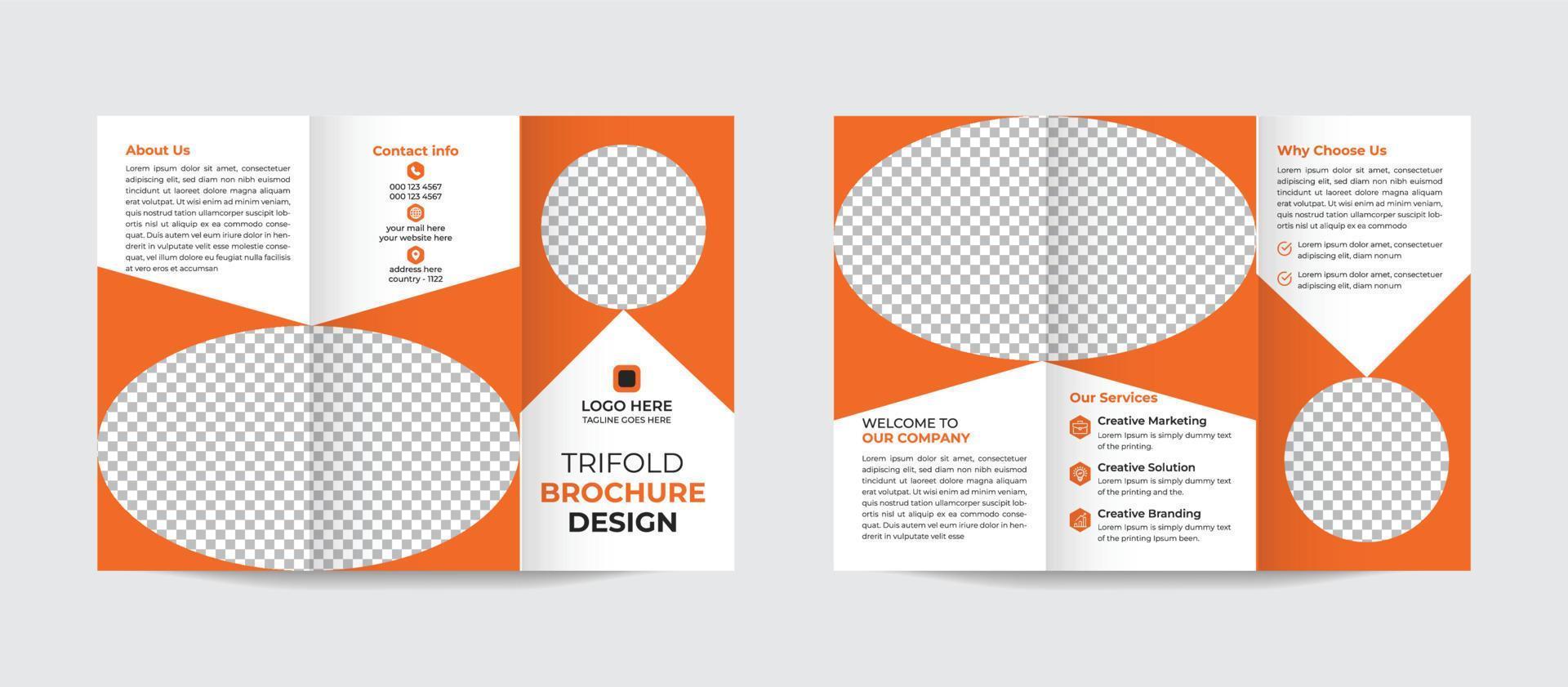 Corporate business tri fold brochure template for promotion marketing Pro Vector