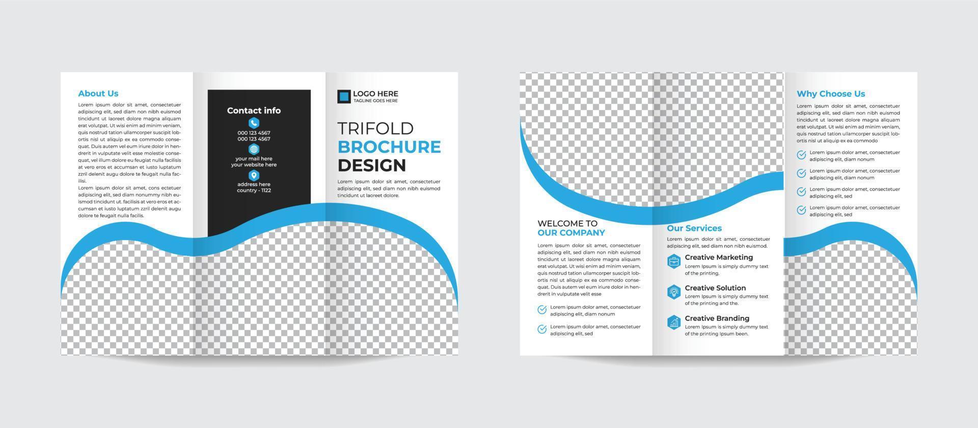 Modern Tri-fold brochure template Minimalistic geometric design for corporate and business. Creative concept brochure vector template. Pro Vector