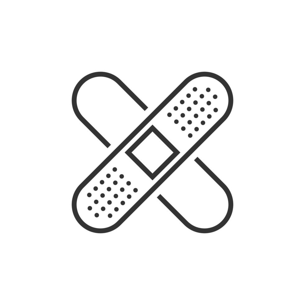 Bandage icon in flat style. Plaster vector illustration on white isolated background. First aid kit business concept.