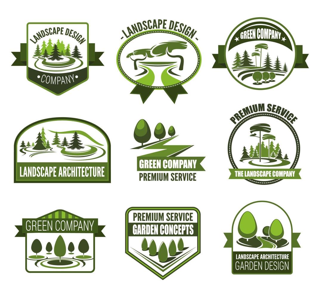 Eco parks and gardens landscape design service vector