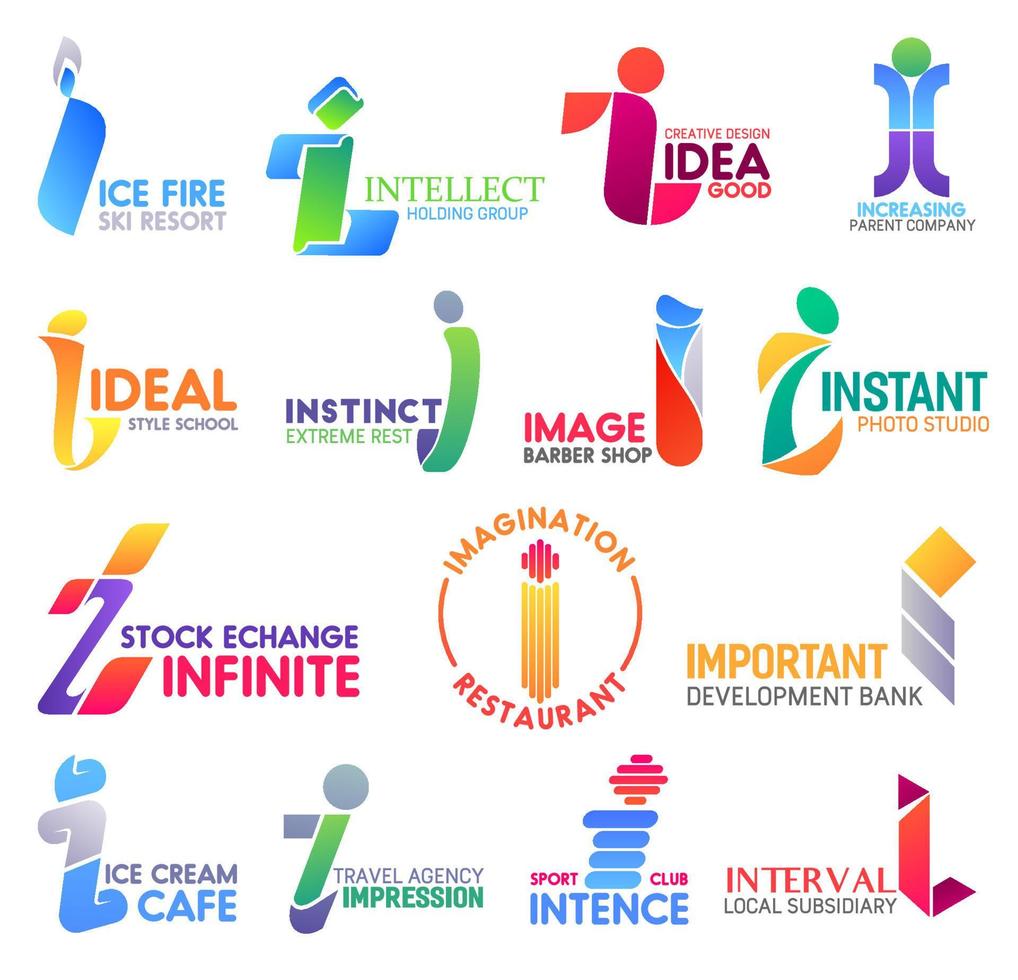 Modern letter I business icons and symbols vector