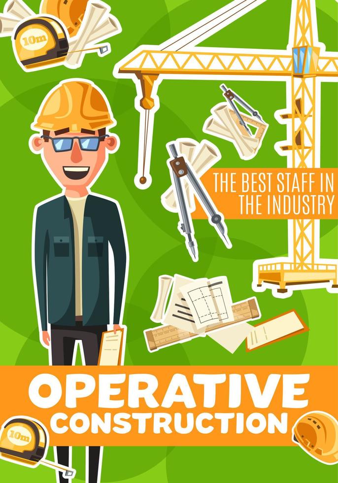 Construction engineer or architect profession vector