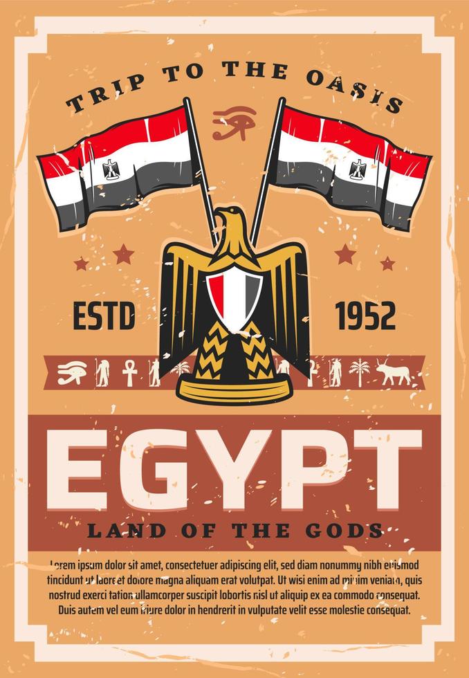 bandera y emblema egipcios, viaje a egipto vector