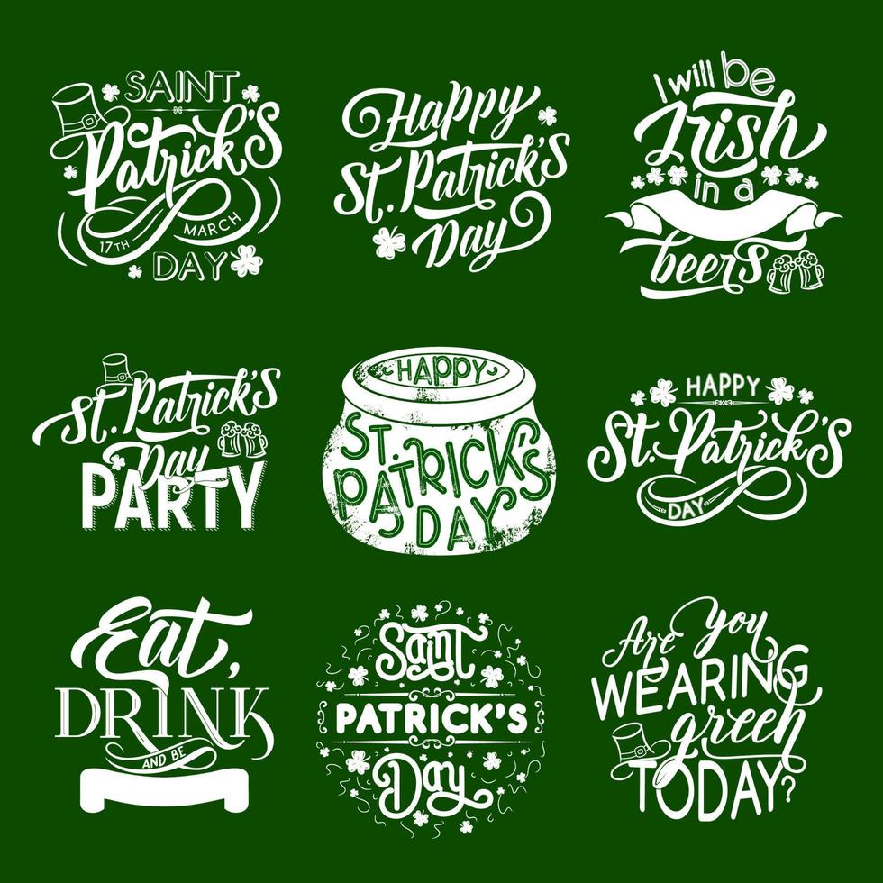 iconos de saludo tradicionales irlandeses del día de san patricio vector