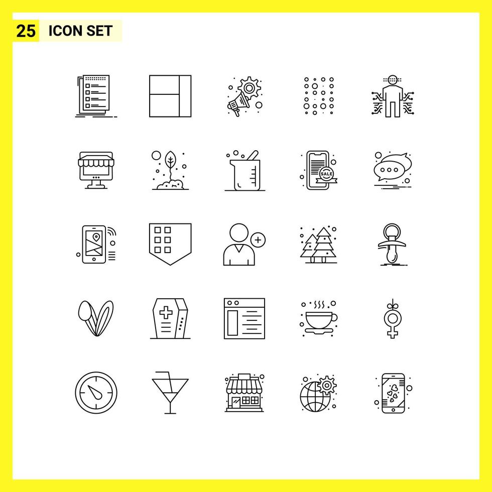 Pack of 25 Modern Lines Signs and Symbols for Web Print Media such as data sensor marketing scince data Editable Vector Design Elements