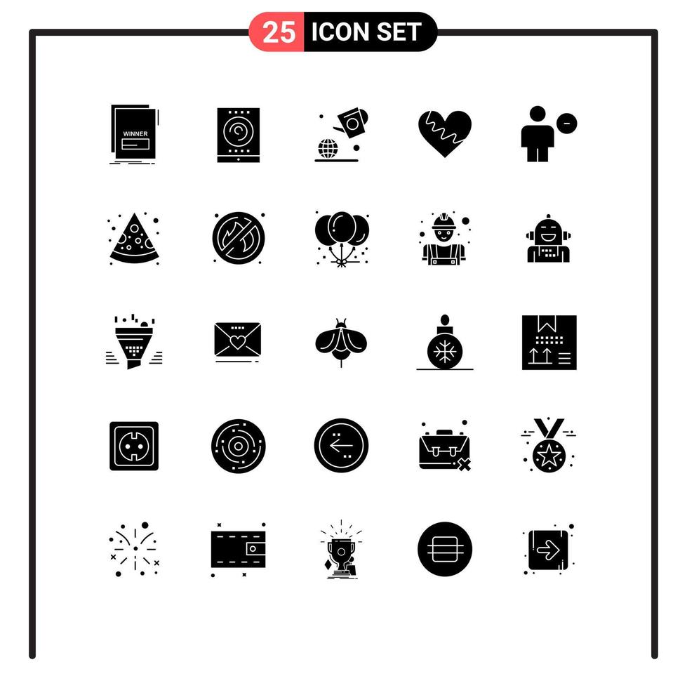Group of 25 Solid Glyphs Signs and Symbols for gift like tablet love farming Editable Vector Design Elements