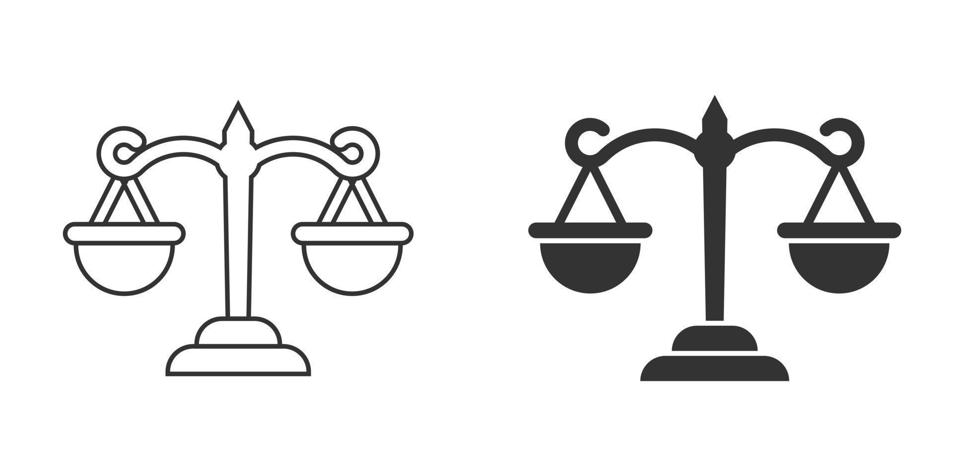 Scales icon in flat style. Libra vector illustration on isolated background. Mass comparison sign business concept.